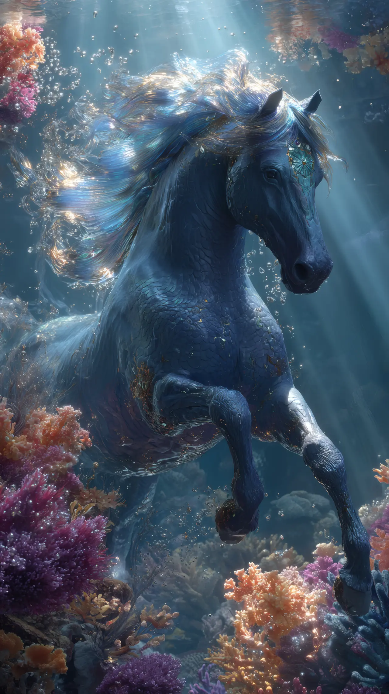A blue underwater fantasy study