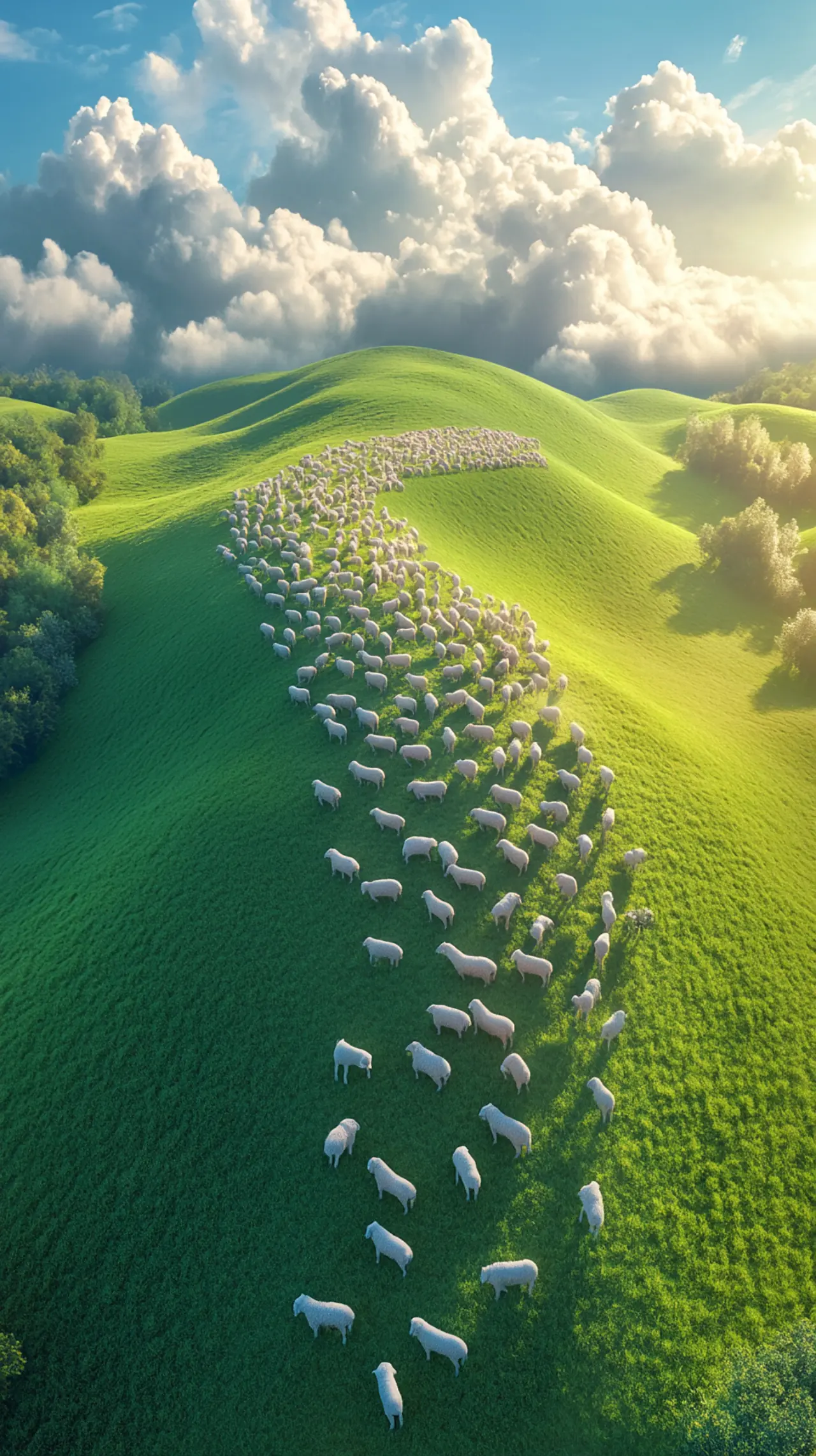 Soft green aerial landscape study