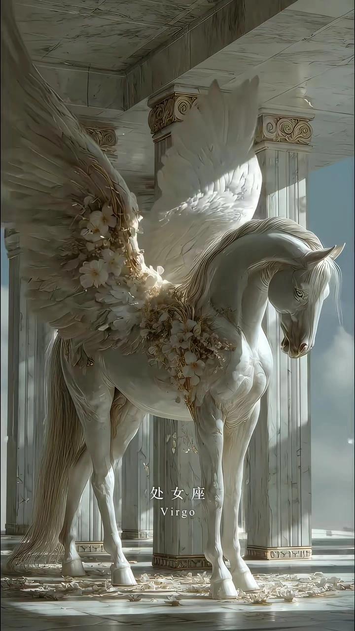 原片白色花翼天马画面